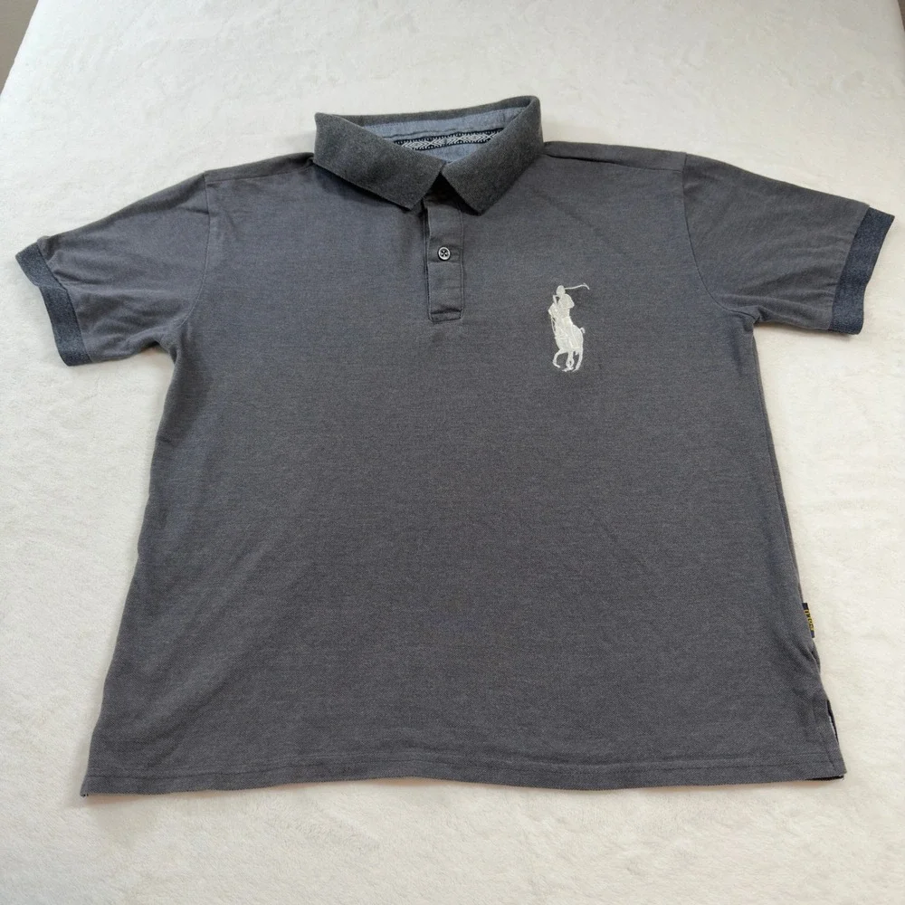 Polo Ralph Lauren Big Pony Polo Mens Medium Grey Good Custom Slim‎ Fit Cotton